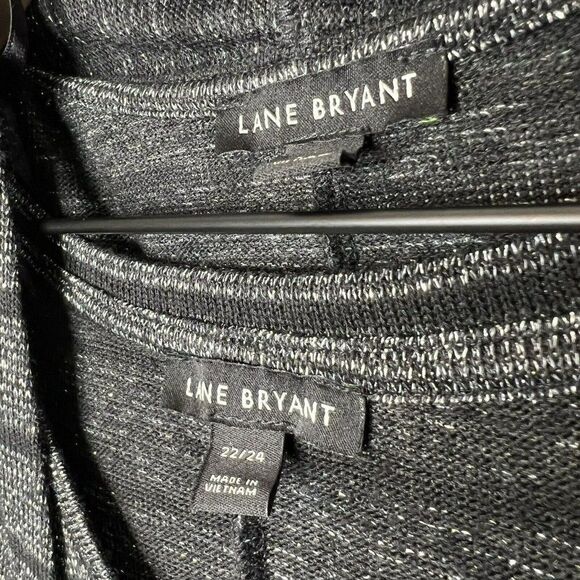 Lane Bryant Black Metallic Silver Stripe Cardigan & Tank 2 Piece Set 22/24 - Picture 3 of 6